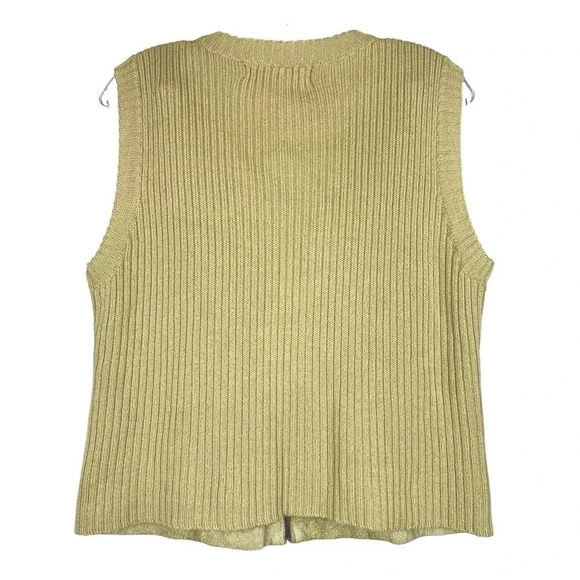 Vintage Preswick Western Leather Wool Vest Full Zip Braided Small Beige Knit - Picture 2 of 6